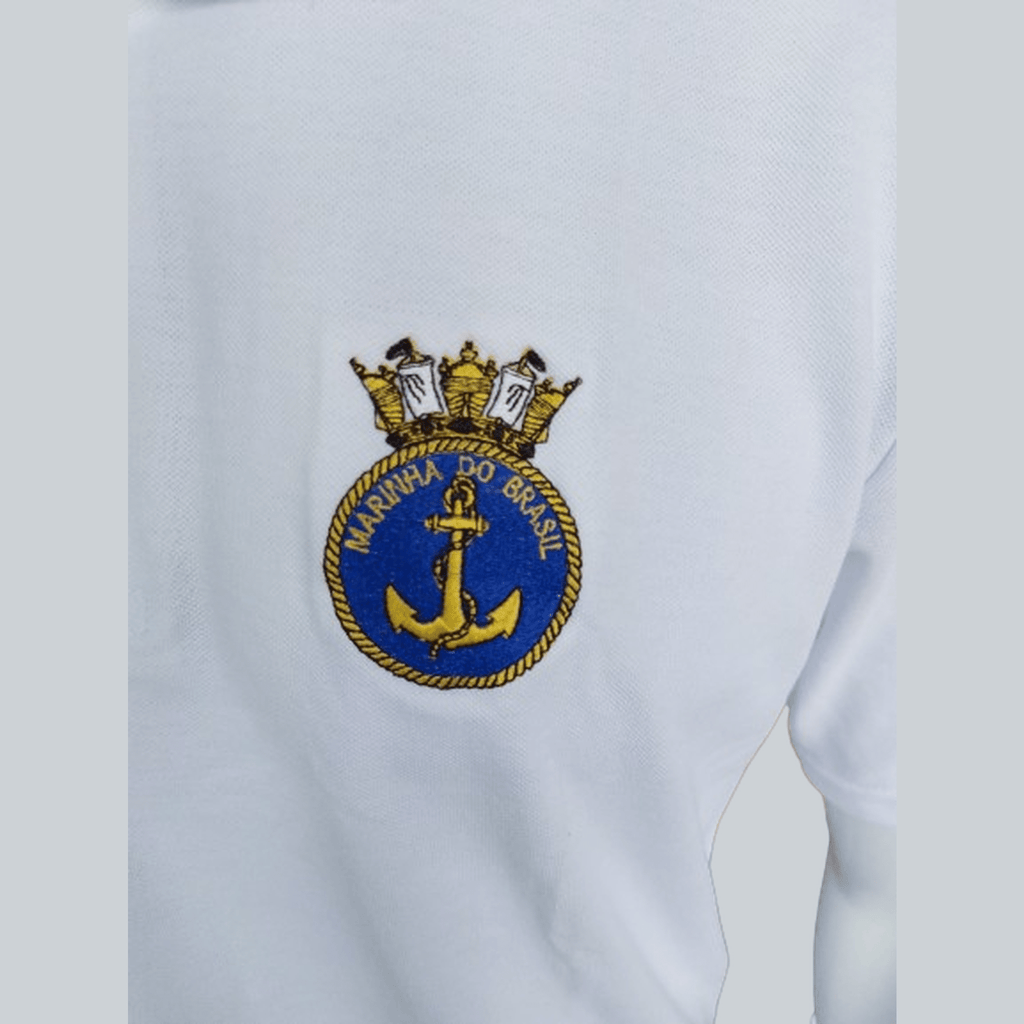CAMISA POLO BRANCA MARINHA BORDADA - Expresso Militar