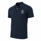 Camisa Polo Azul Marinha Bordada azul marinho com âncora em círculo dourado e coroa