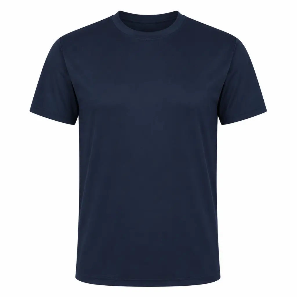 Camiseta Poliéster Marinha Marinho azul marinho lisa com gola redonda e mangas curtas