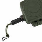 Fiel Retrátil Verde Liso equipamento quadrado verde-oliva com cordão texturizado e clip metálico