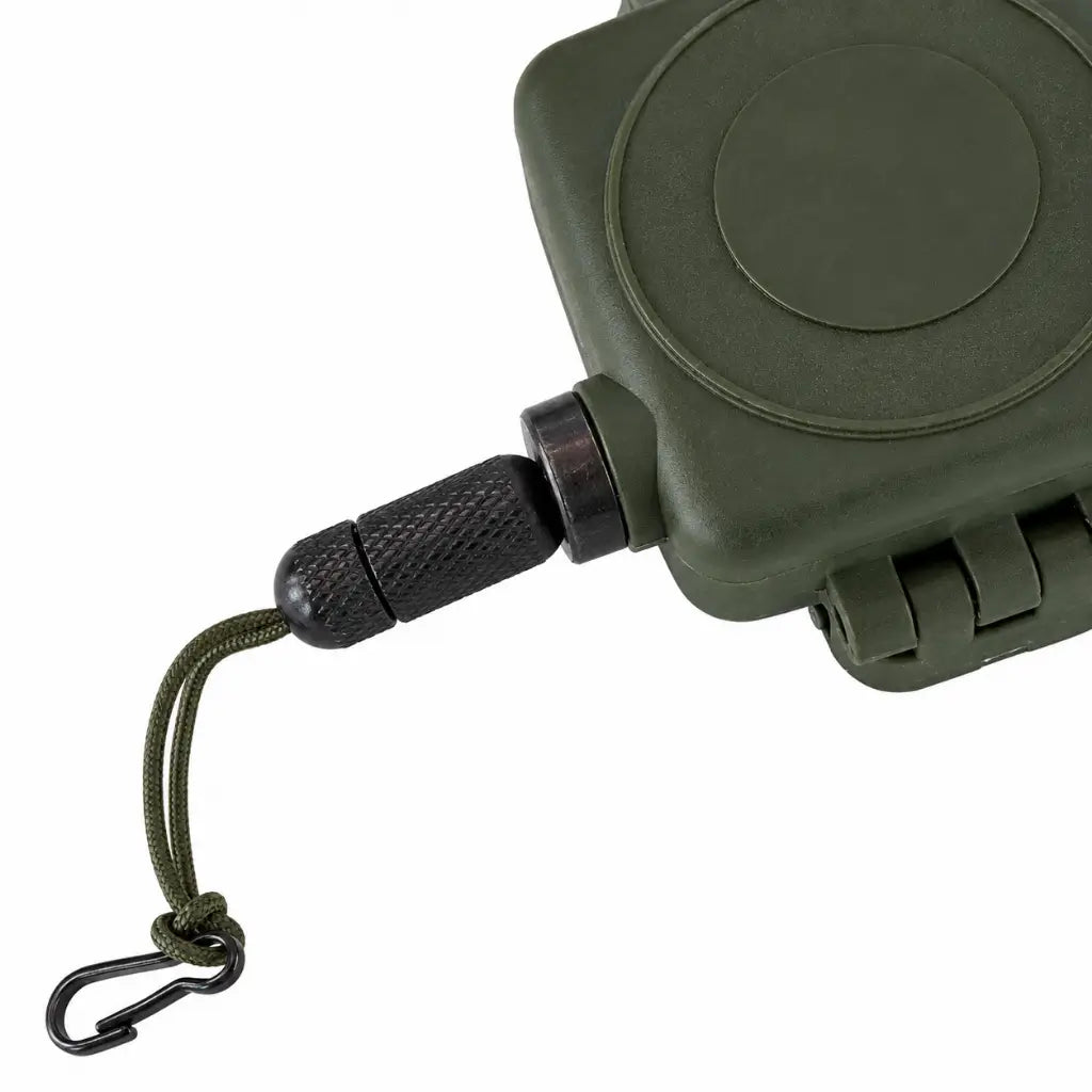 Fiel Retrátil Verde Liso equipamento quadrado verde-oliva com cordão texturizado e clip metálico