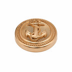 Medalhão dourado 20 mm com âncora central e cordão náutico Marinha do Brasil