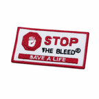 Bordado retangular STOP THE BLEED com mão e Save A Life