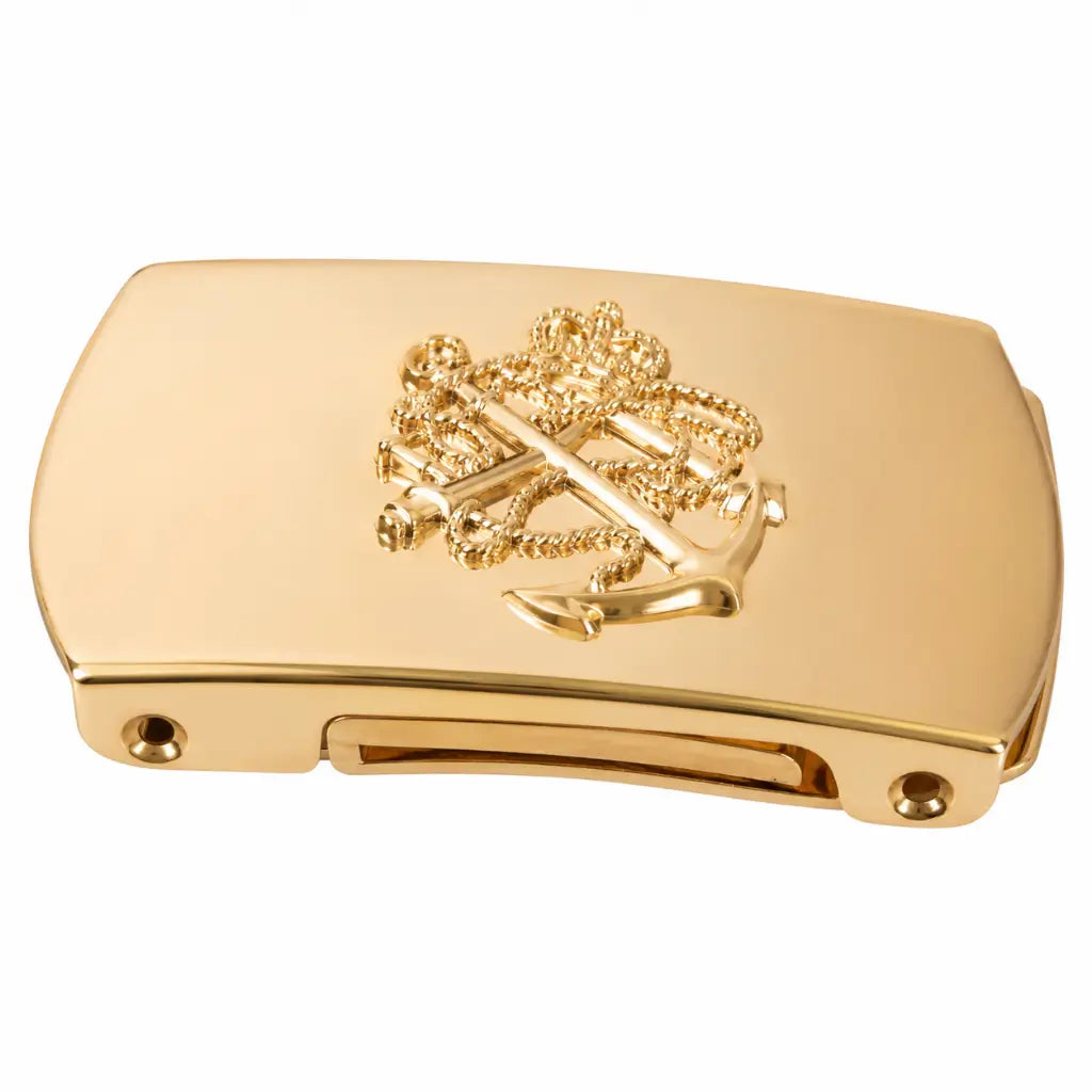 Clip dourado polido com emblema de âncora e cordas da Fivela Latão Dourada Capitania Uniforme Marinha