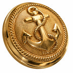 Botão metálico dourado 20 mm com ancla e corda náutica Marinha do Brasil