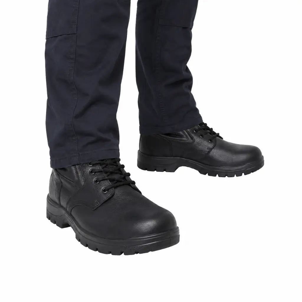 Bota de Convés Preta Marinha do Brasil botas pretas de couro, sola grossa e calça azul-marinho