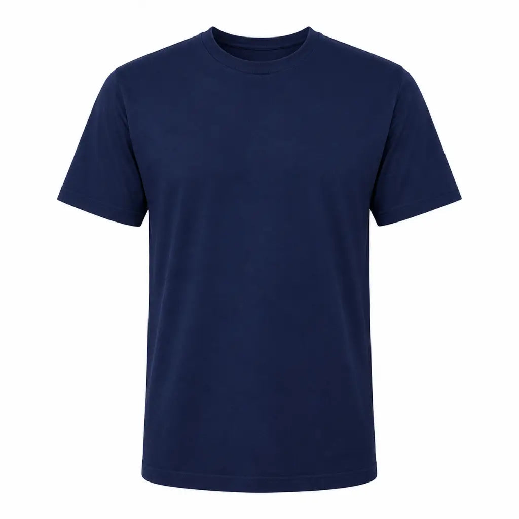 Camiseta Algodão Azul Noite Marinha lisa de manga curta e decote redondo