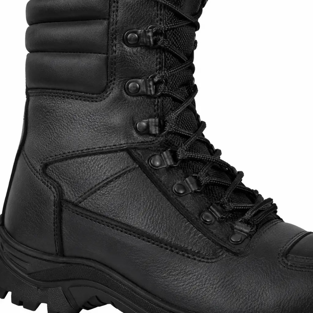 Coturno Militar Azimute Preto bota preta cano alto com cadarços e ilhoses, solado de borracha