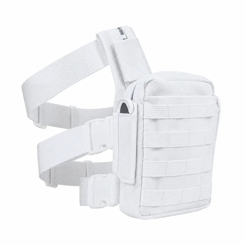 Bornal branco modular bolsa tática retangular branca com fivelas de ajuste e painel MOLLE frontal