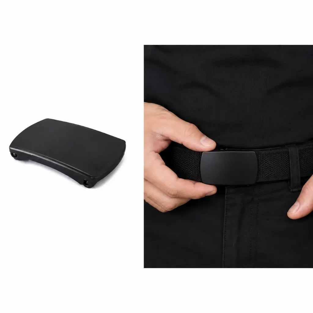 Fivela Ferro Preta (2 Garras) Uniforme Marinha preta retangular presa ao cinto têxtil