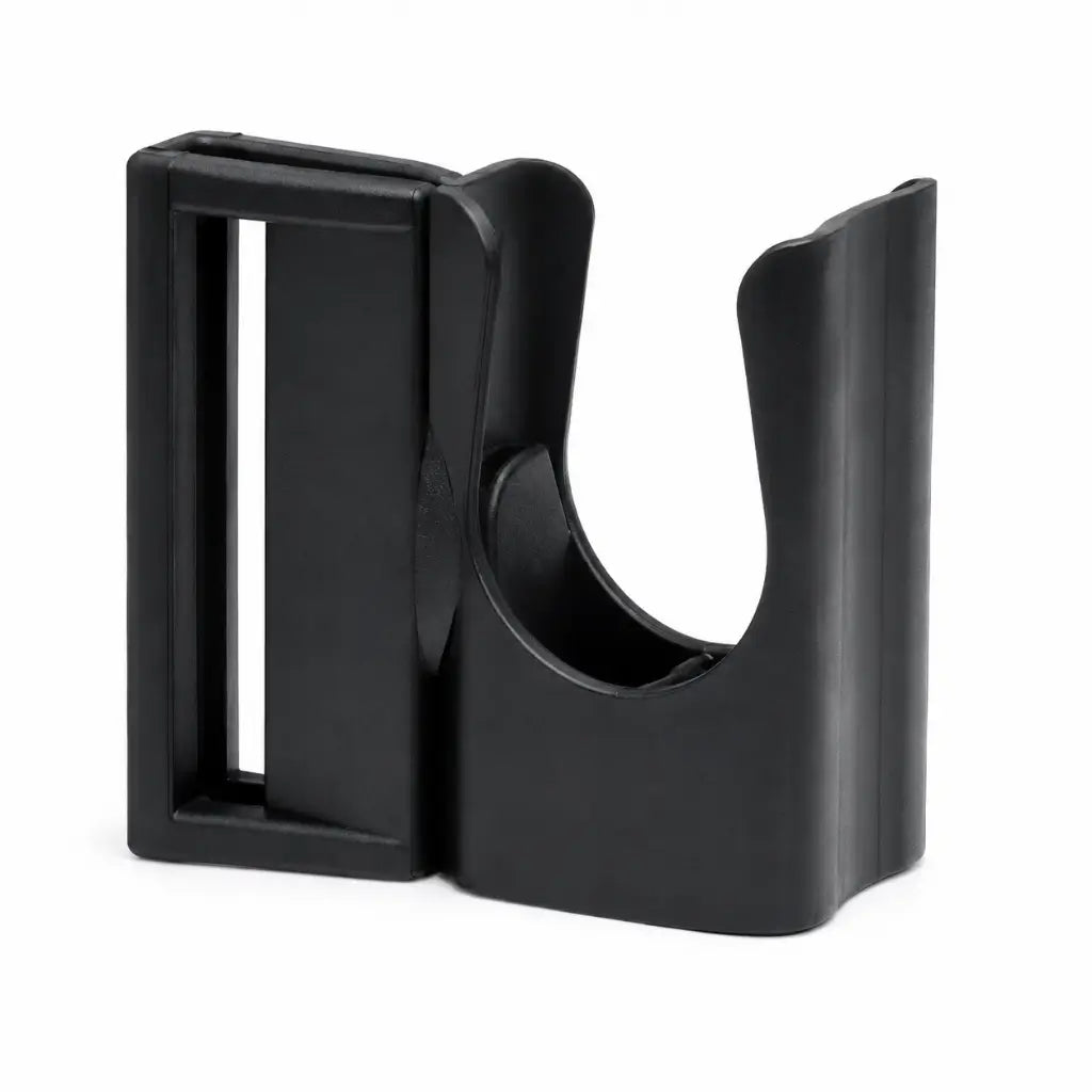Belica porta tonfa preta: suporte plástico com base afunilada e abertura circular