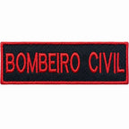 Patch preto com borda vermelha e BOMBEIRO CIVIL em vermelho