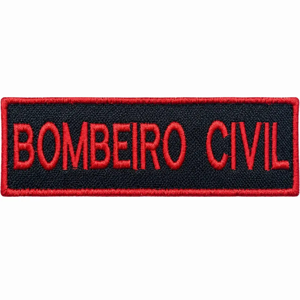 Patch preto com borda vermelha e BOMBEIRO CIVIL em vermelho