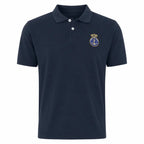 Camisa Polo Azul Marinha Bordada com âncora e coroa bordadas douradas no peito