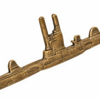 Miniatura de submarino bronzeado, corpo alongado com torre e base plana