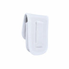 Case branco retangular com aba de fechamento e Velcro traseiro