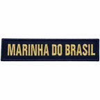 Faixa retangular azul escuro com MARINHA DO BRASIL dourado bordado