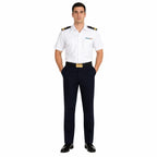 Uniforme militar azul-marinho com cinto preto e Fivela Latão Dourada Engenharia Naval dourada