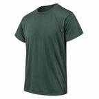 Camiseta Poliéster Verde Militar verde escura corte regular com gola redonda manga curta