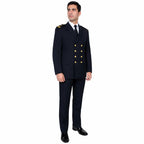 Homem em uniforme formal escuro com insígnias douradas nos ombros