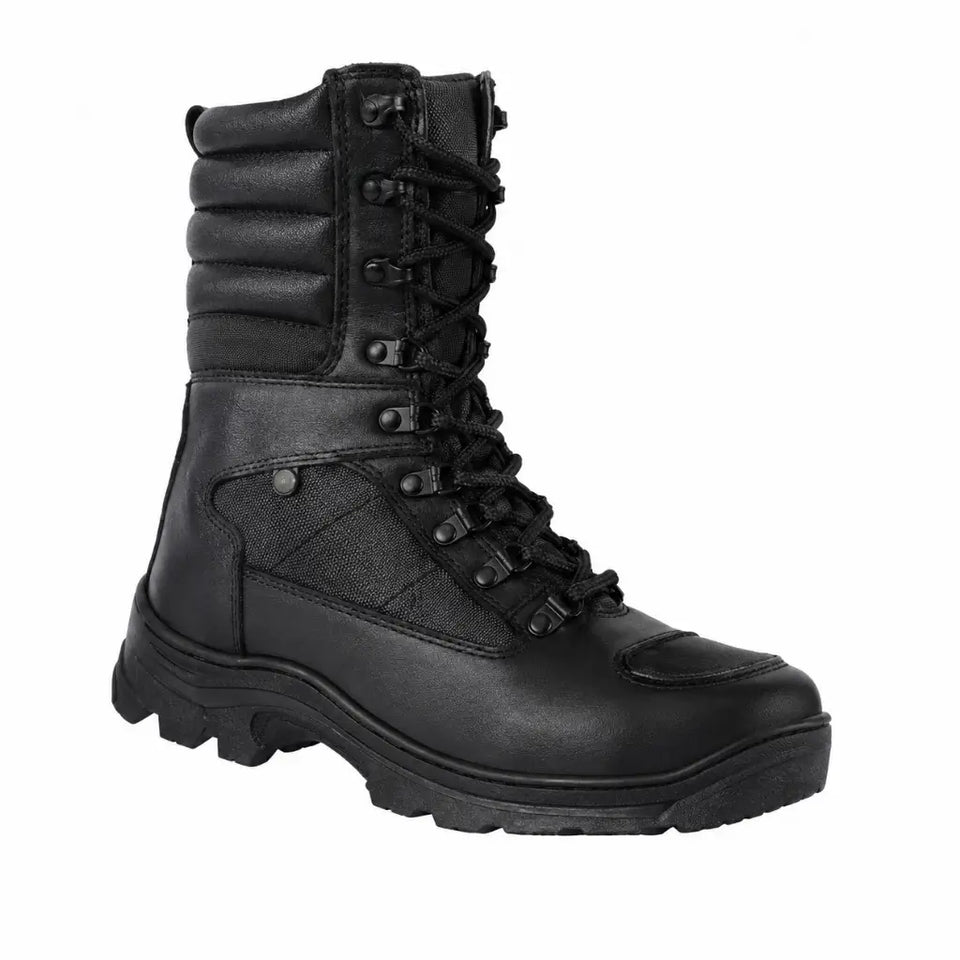 Coturno Militar Azimute Preto preto alto com cadarços e solado com cravos