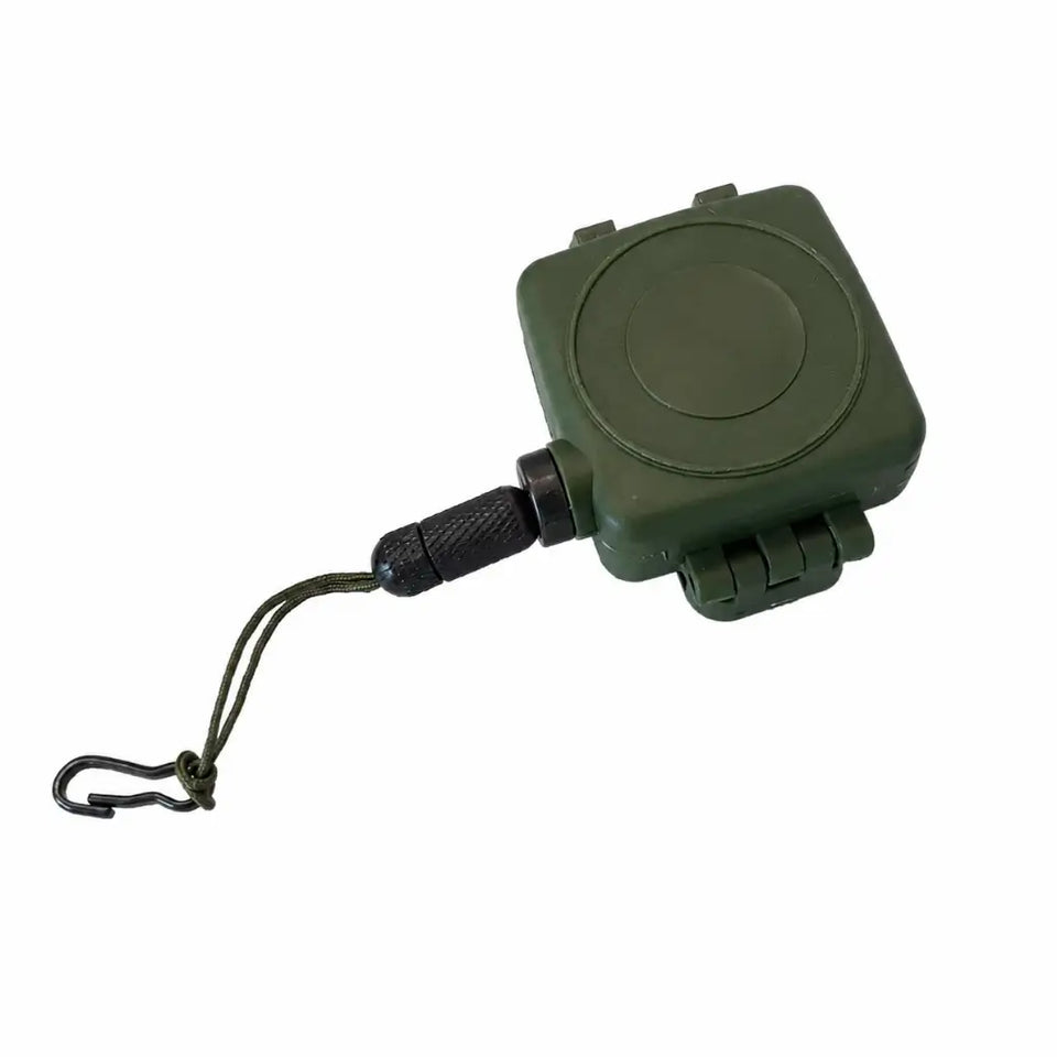 Fiel Retrátil Verde Liso verde oliva com alça de cordão e gancho metálico
