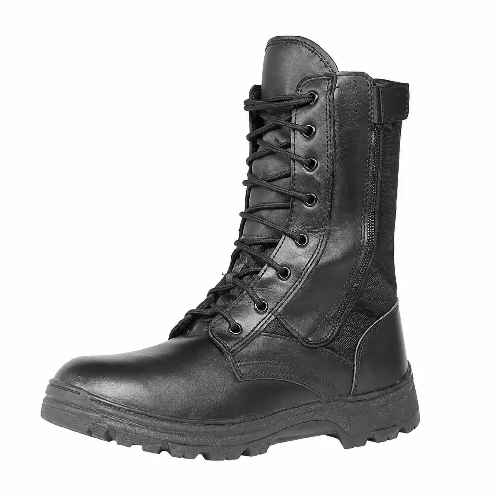 Coturno Tcs Preto Zíper Ca33519 bota preta cano alto com cadarços e solado antiderrapante