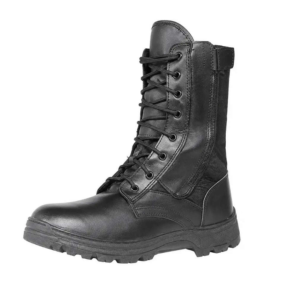 Coturno Tcs Preto Zíper Ca33519 bota preta cano alto com cadarços e solado antiderrapante