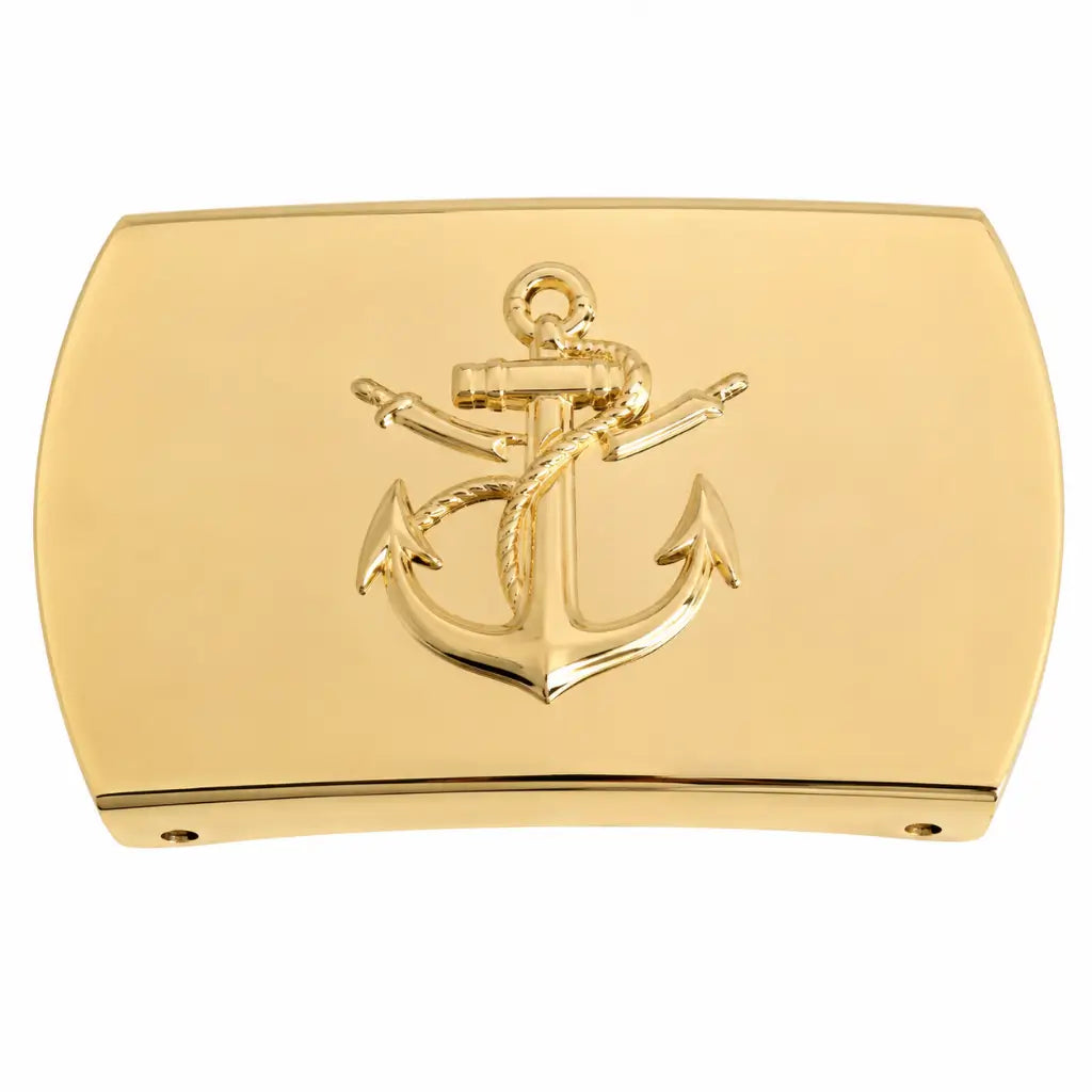 Estojo dourado retangular com âncora em relevo e corda, Fivela Latão Dourada Fuzileiro Naval Uniforme Marinha