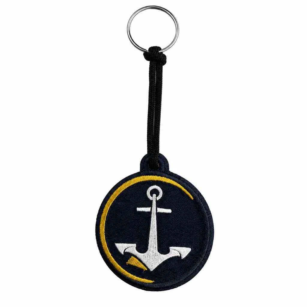 Chaveiro Marinha Brasão redondo azul marinho com âncora branca e arco amarelo