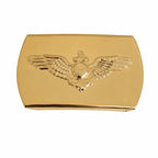 Fivela Latão Dourada Aeronaval Uniforme Marinha metálica dourada retangular com emblema de asas e âncora