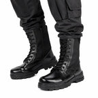 Coturno Price Troller Zíper Preto par de coturnos pretos cano alto com couro brilhante e cadarços