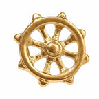 Roda em formato de timão dourado com raios tridimensionais