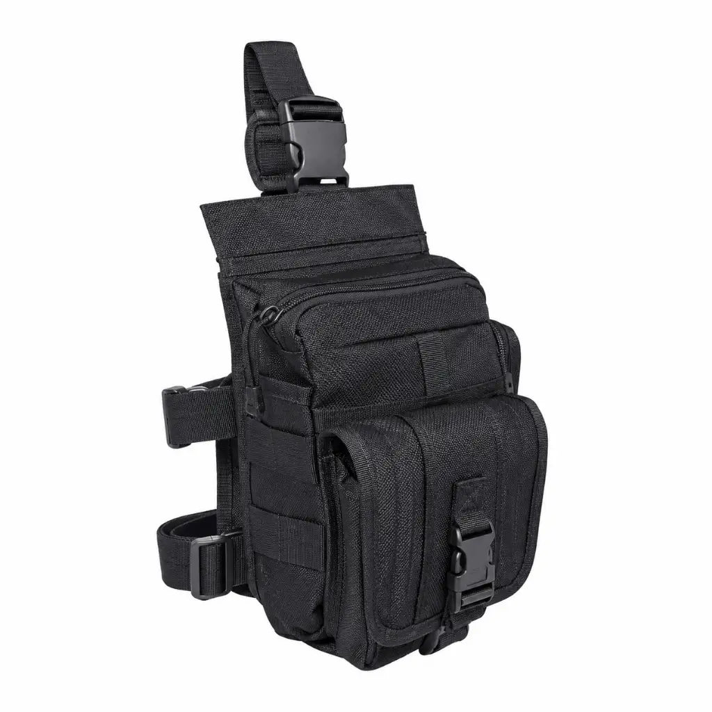 Bornal Preto Grande Bolso Duplo Externo com bolsos frontais com zíper, correia ajustável e fivela