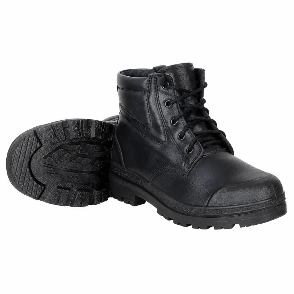 Bota de Convés Preta Marinha do Brasil botas pretas cano médio com cadarço e solado tracionado