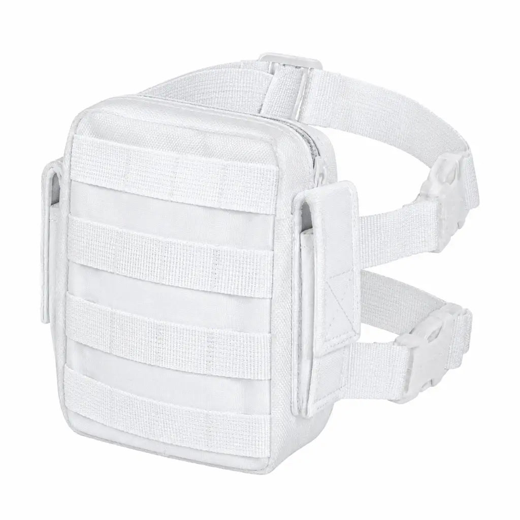 Bornal branco modular pouch tático branco com zíper superior e sistema MOLLE