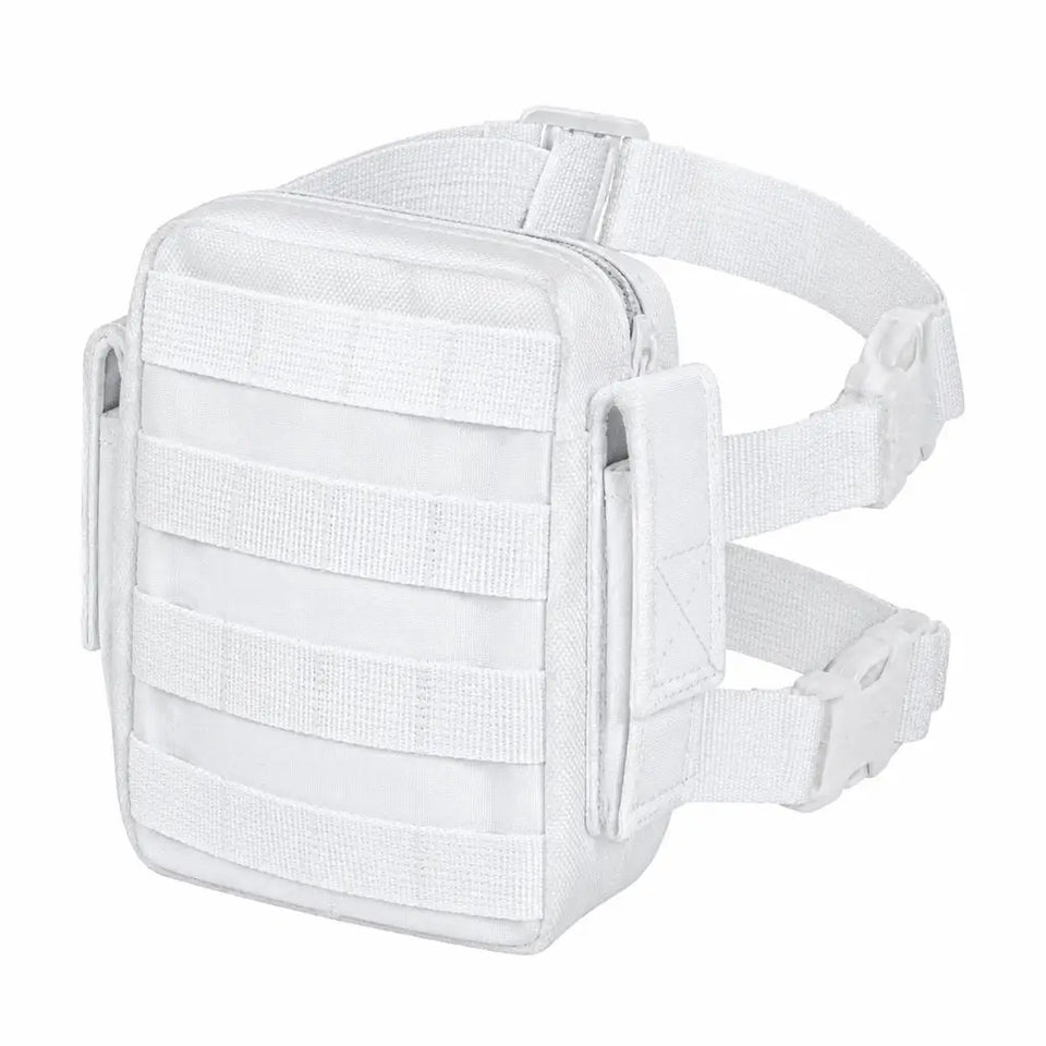 Bornal branco modular pouch tático branco com zíper superior e sistema MOLLE