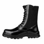 Coturno Price Troller Zíper Preto par preto cano alto com frente brilhante, cadarços e solado texturizado