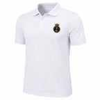 Camisa Polo Branca Inspeção Naval Marinha com âncora e coroa dourada no peito