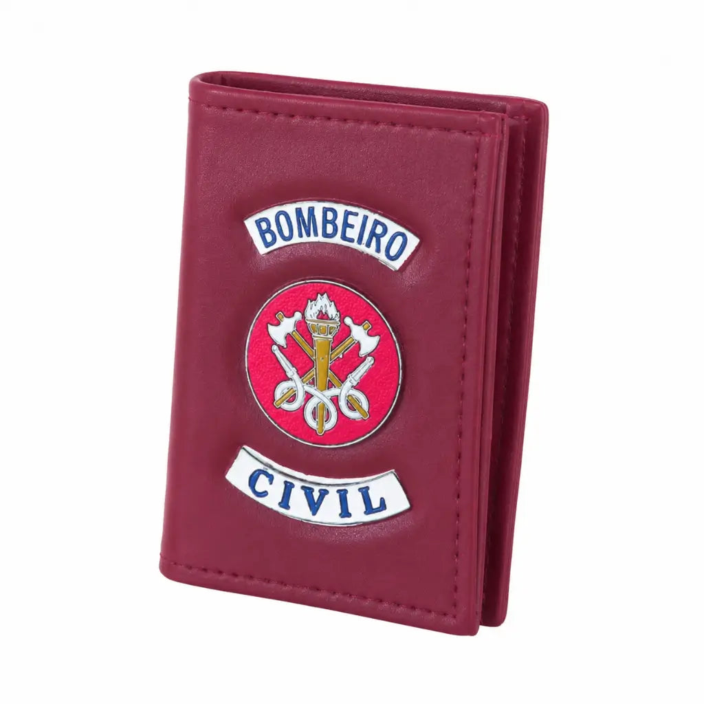 Carteira Bombeiro Civil Vermelha Expresso Militar vermelha com compartimentos para moedas, documentos e cartões