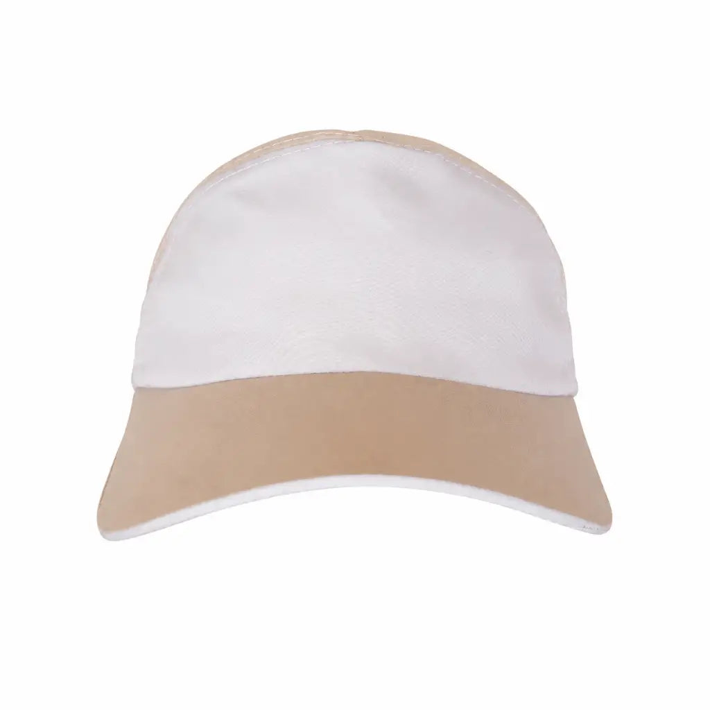 Boné tactel branco da Marinha com aba bege clara, estilo esportivo