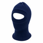Balaclava azul marinho de malha tubular cobre cabeça e pescoço com abertura para olhos
