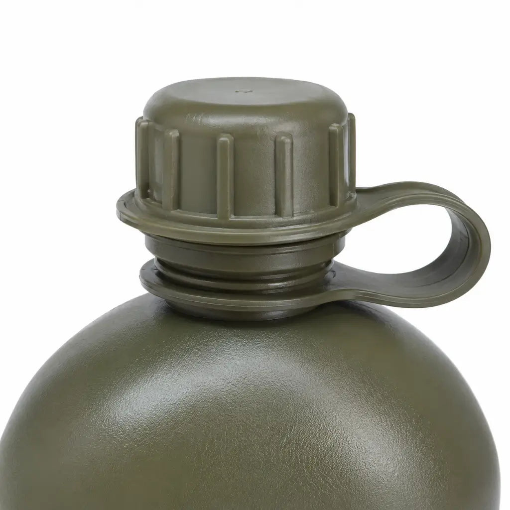 Cantil Militar Verde verde oliva com tampa roscável ranhurada e alça lateral