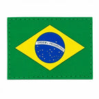Bandeira brasileira retratada com losango amarelo, círculo azul e estrelas