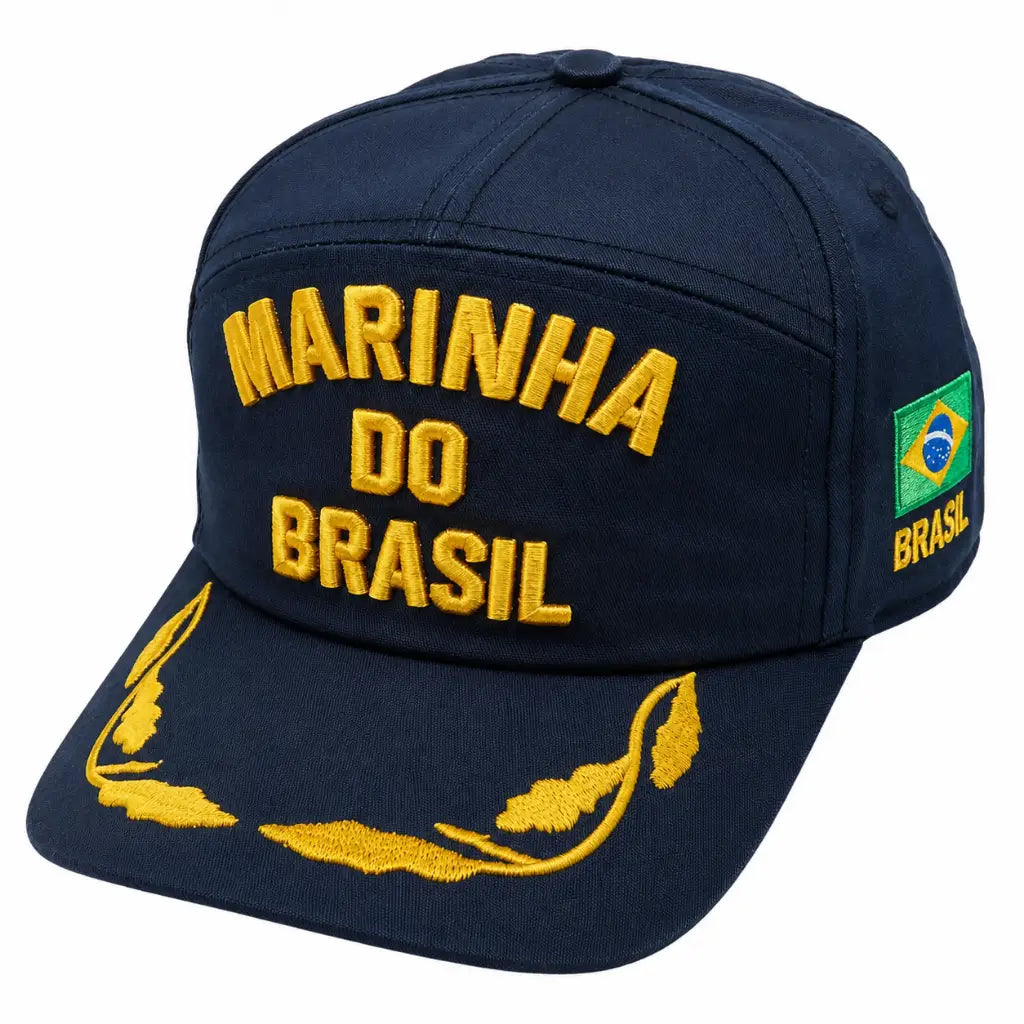 Boné microfibra azul marinho com bordado “Marinha do Brasil” e bandeira