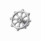 Broche circular prateado com roda de timão octogonal