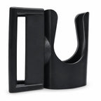 Belica porta tonfa preto: suporte plástico com base retangular e garrinha curva