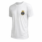 Camisa Dryfit Branca Sublimada Marinha com emblema Marinha do Brasil e âncora dourada no peito