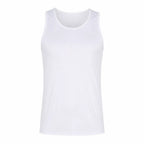 Regata branca de corte clássico, sem mangas, gola redonda