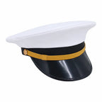 Capa Branca Quepe Masculino Marinha com topo branco, faixa preta e emblema lateral